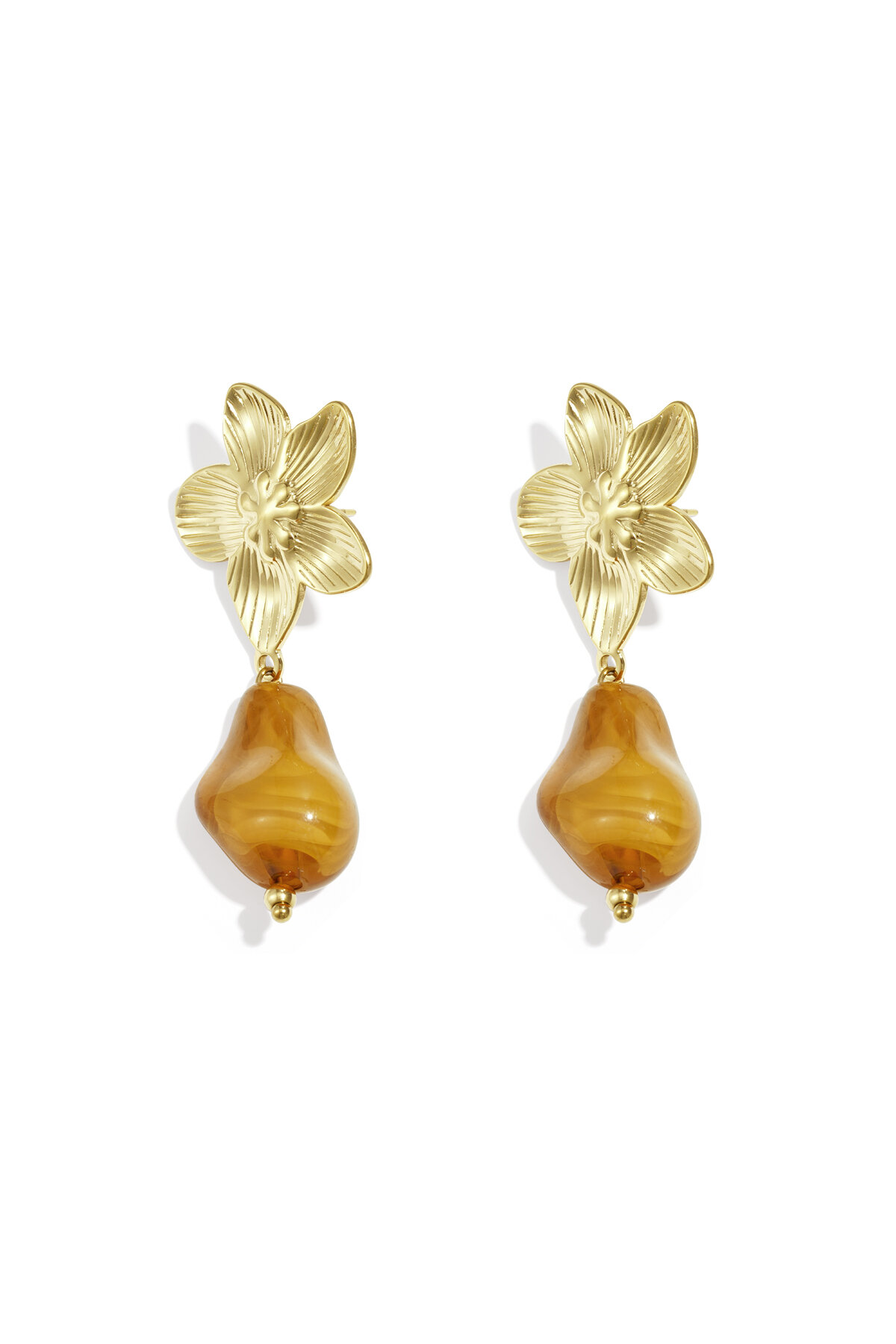 Flower earrings with organic bead h5Picture5