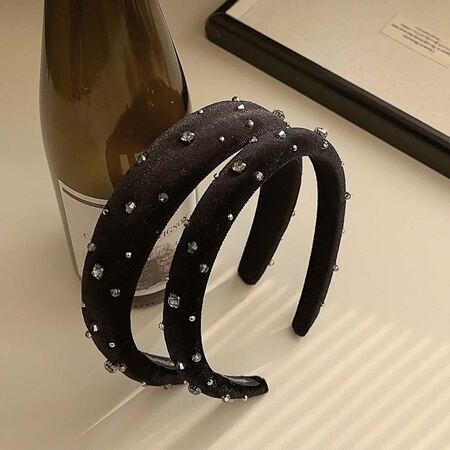 1 Piece Elegant Solid Color Fabric Rhinestone Women's Hair Bands