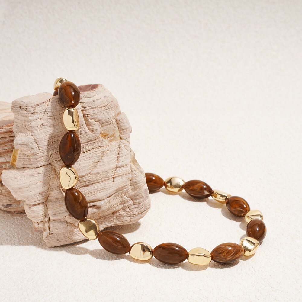 1 Piece Retro Irregular Shape Resin Beaded Necklace h5Picture4