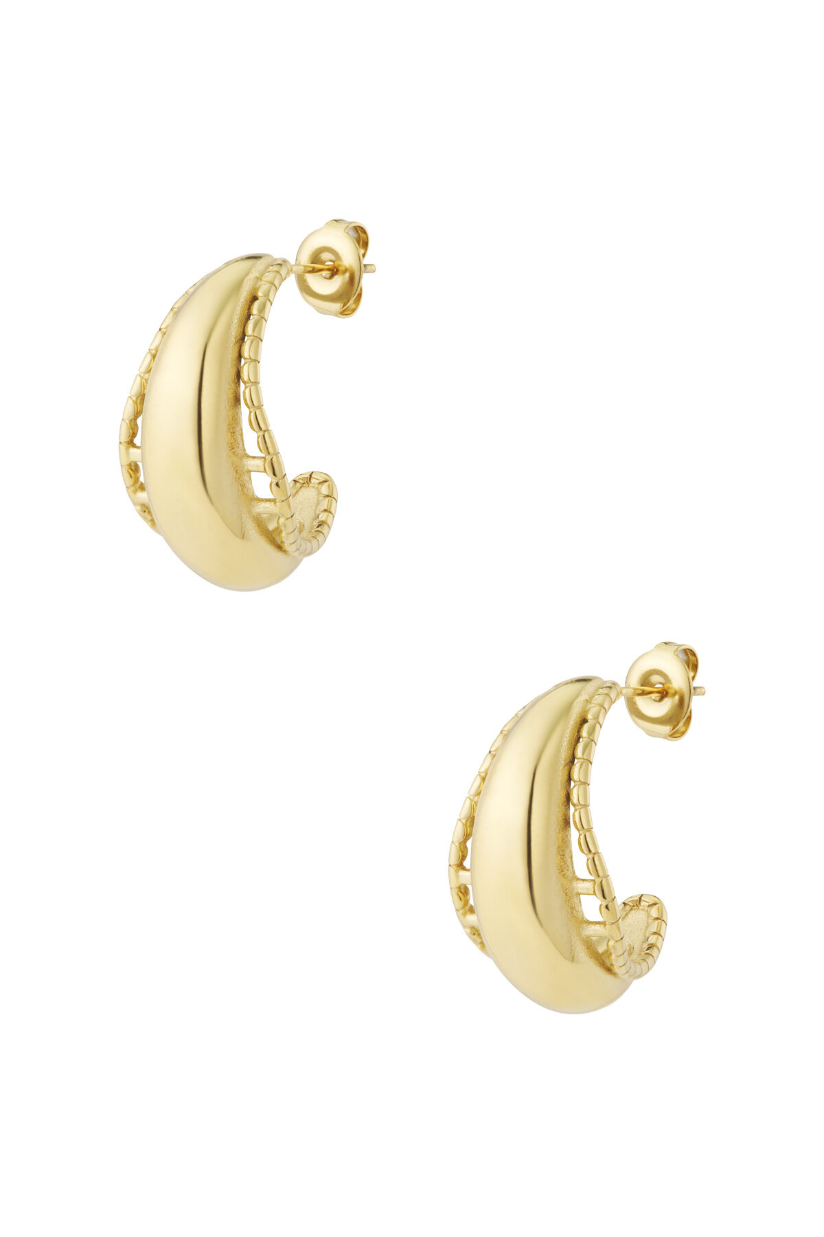 Boucles d'oreilles créoles géométriques en acier inoxydable, style décontracté et quotidien 2