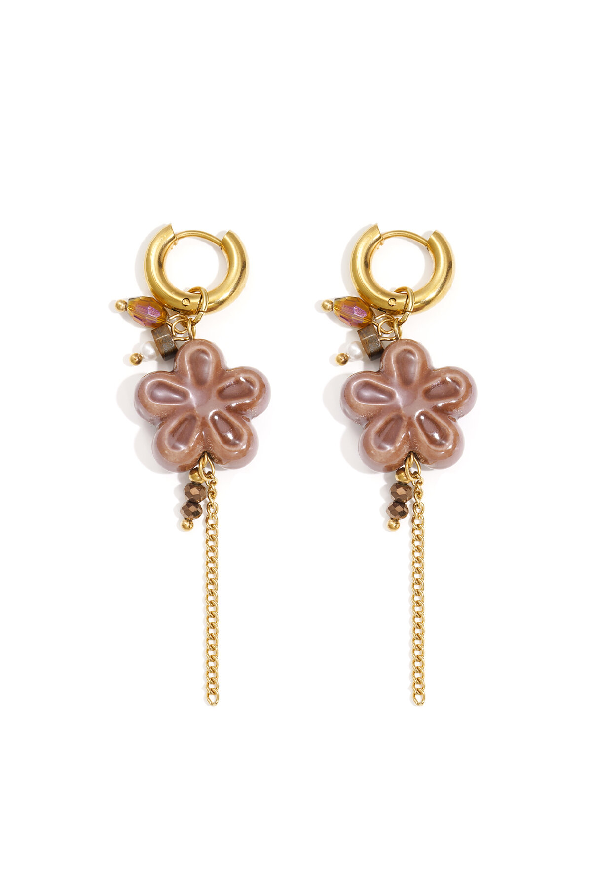 Boucles d'oreilles pendantes en acier inoxydable, style décontracté et simple, série Fleur, bijoux pour femmes 2