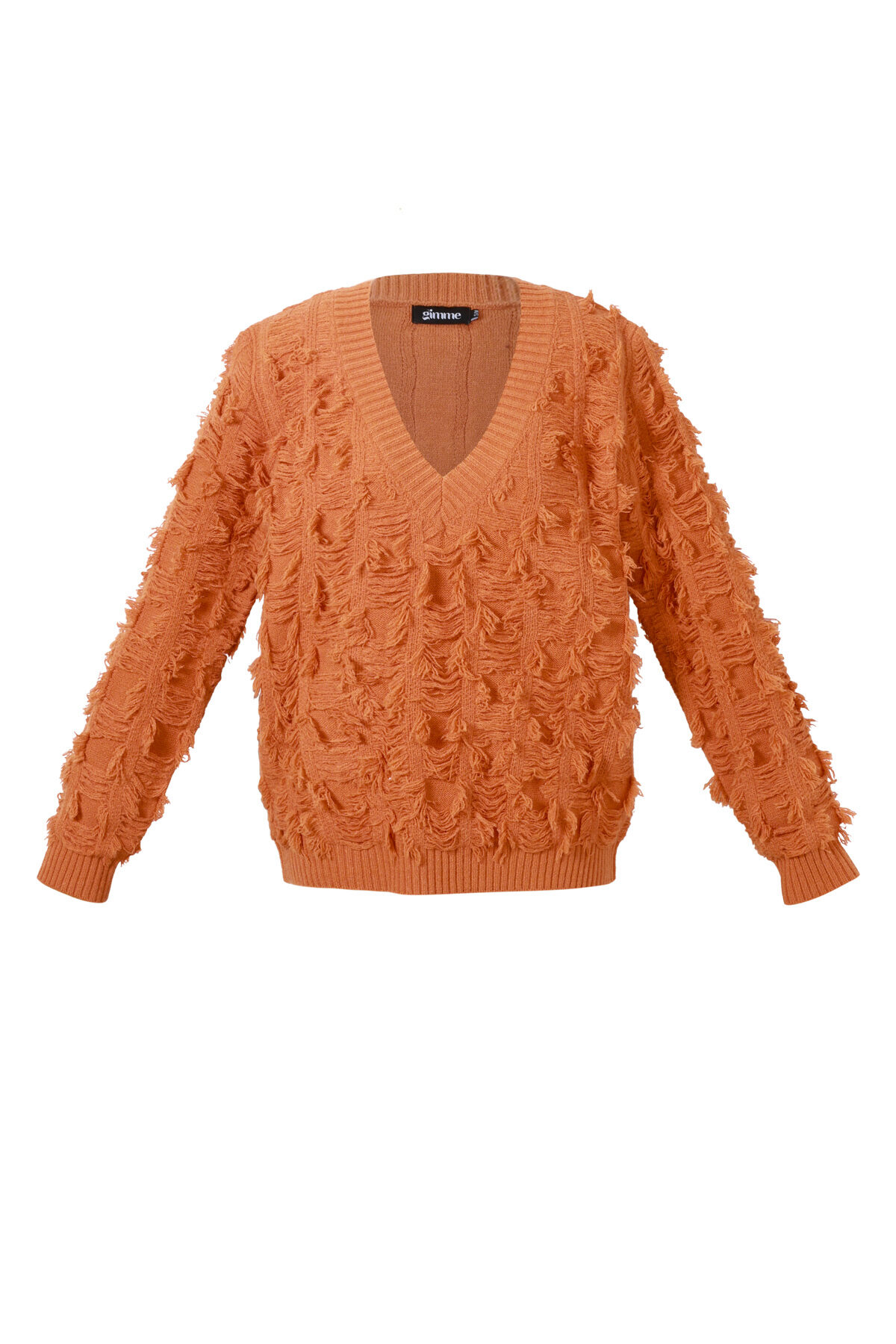 V sweater with fringes 2