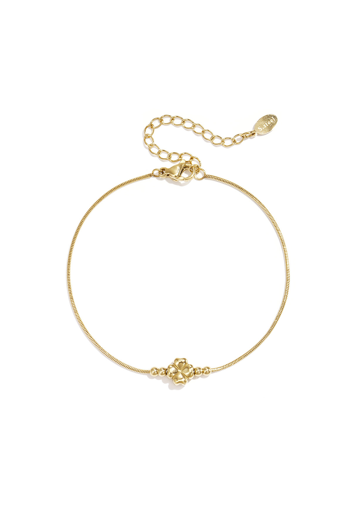 Bracelet with minimalist clover and beads h5 