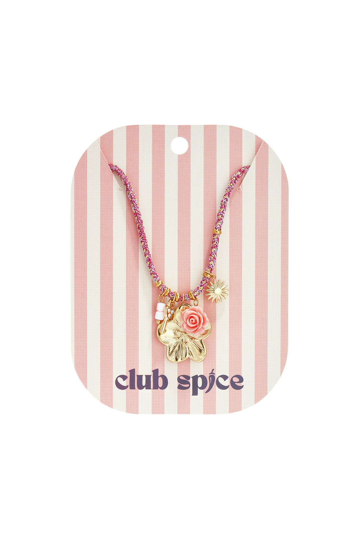 Colorful cord necklace with varying pendants pink Picture4