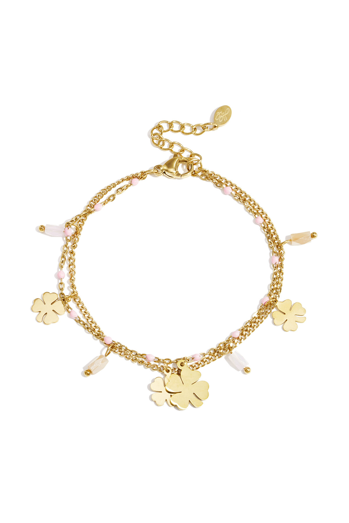 Bracelet with clover and bead charms 2