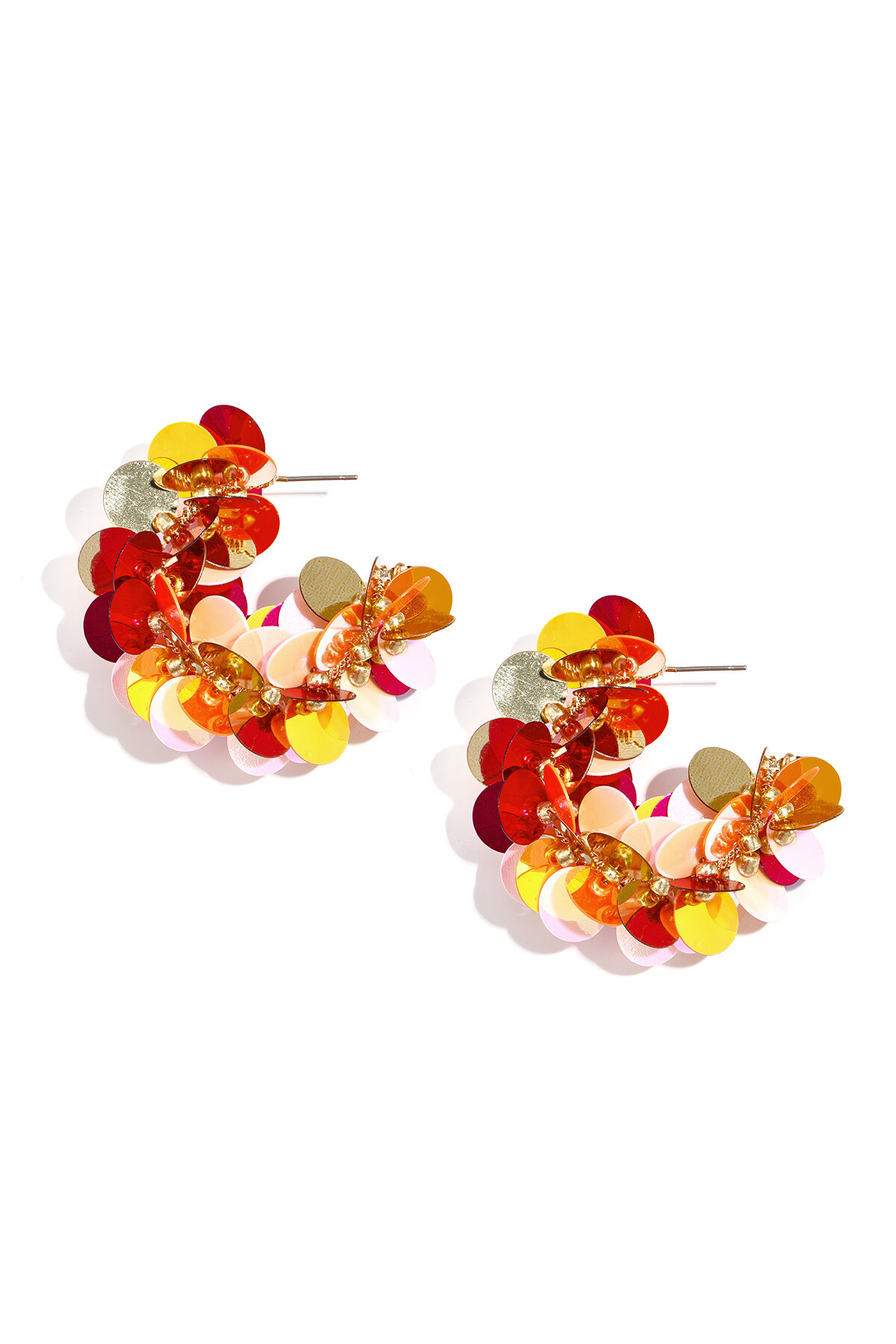 Hoop earrings made of sequins and beads h5 