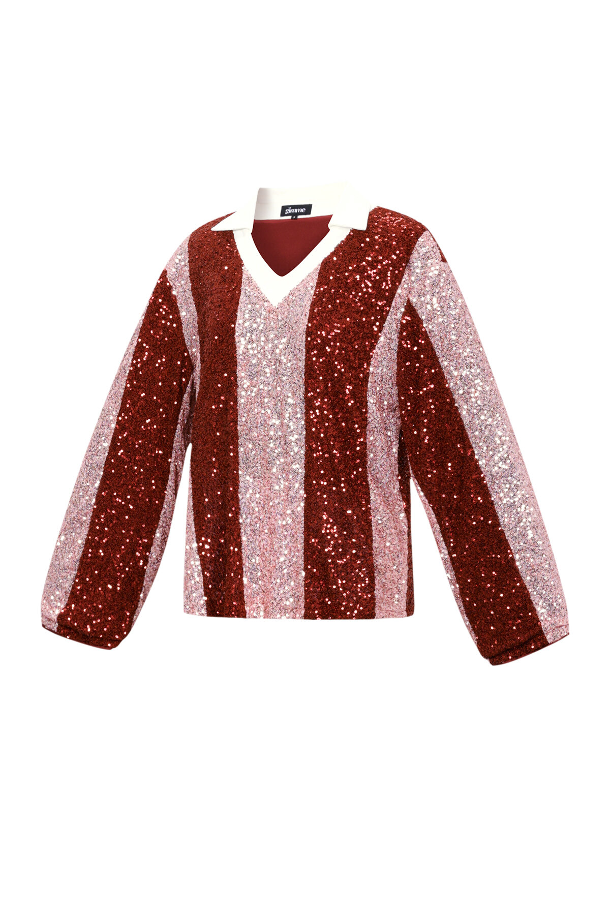 Woven Polyester Fiber Vrouwen Lange Mouw Top Casual Stripes h5 Afbeelding2