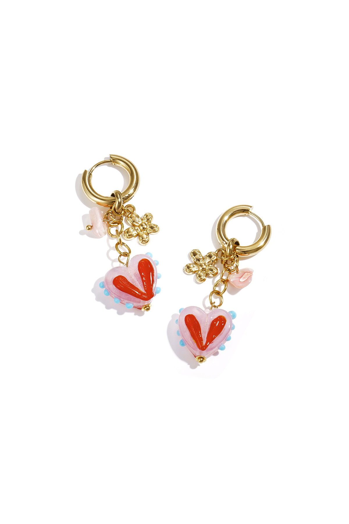 Earrings with colorful heart charms h5