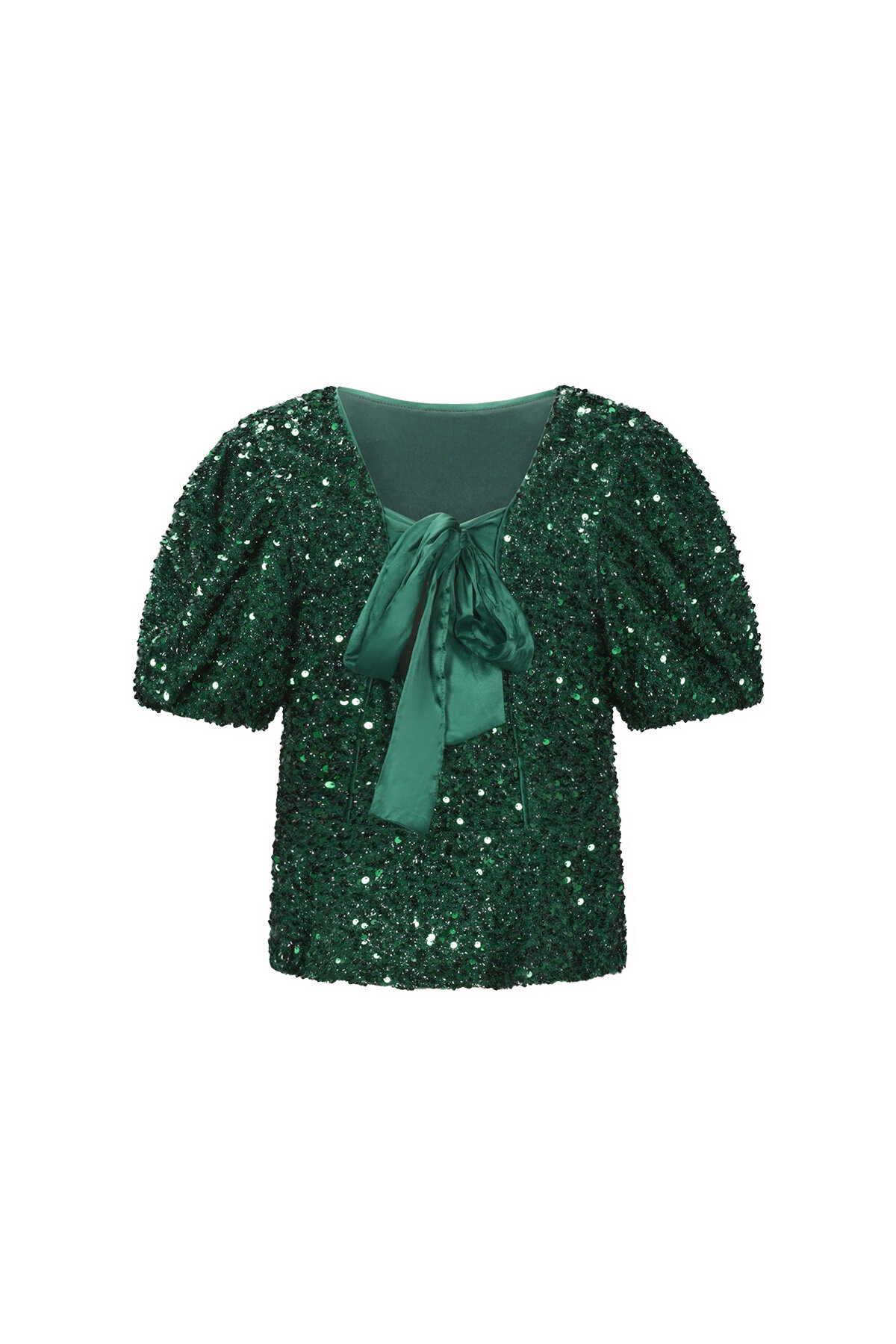 Woven Polyester Fiber Women's Short Sleeve Tops Elegant Sequins Picture3