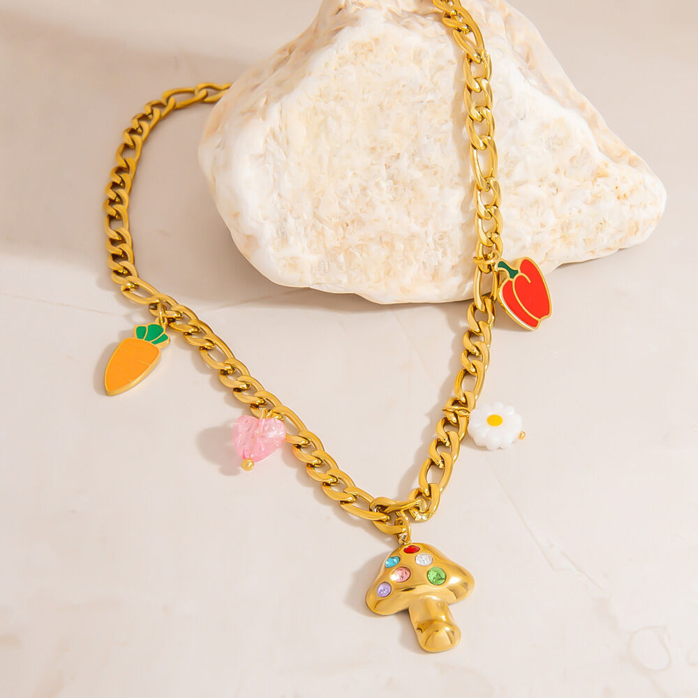 Cute Fruit Stainless Steel Waterproof Gold Color Pendant Necklaces h5 Picture5