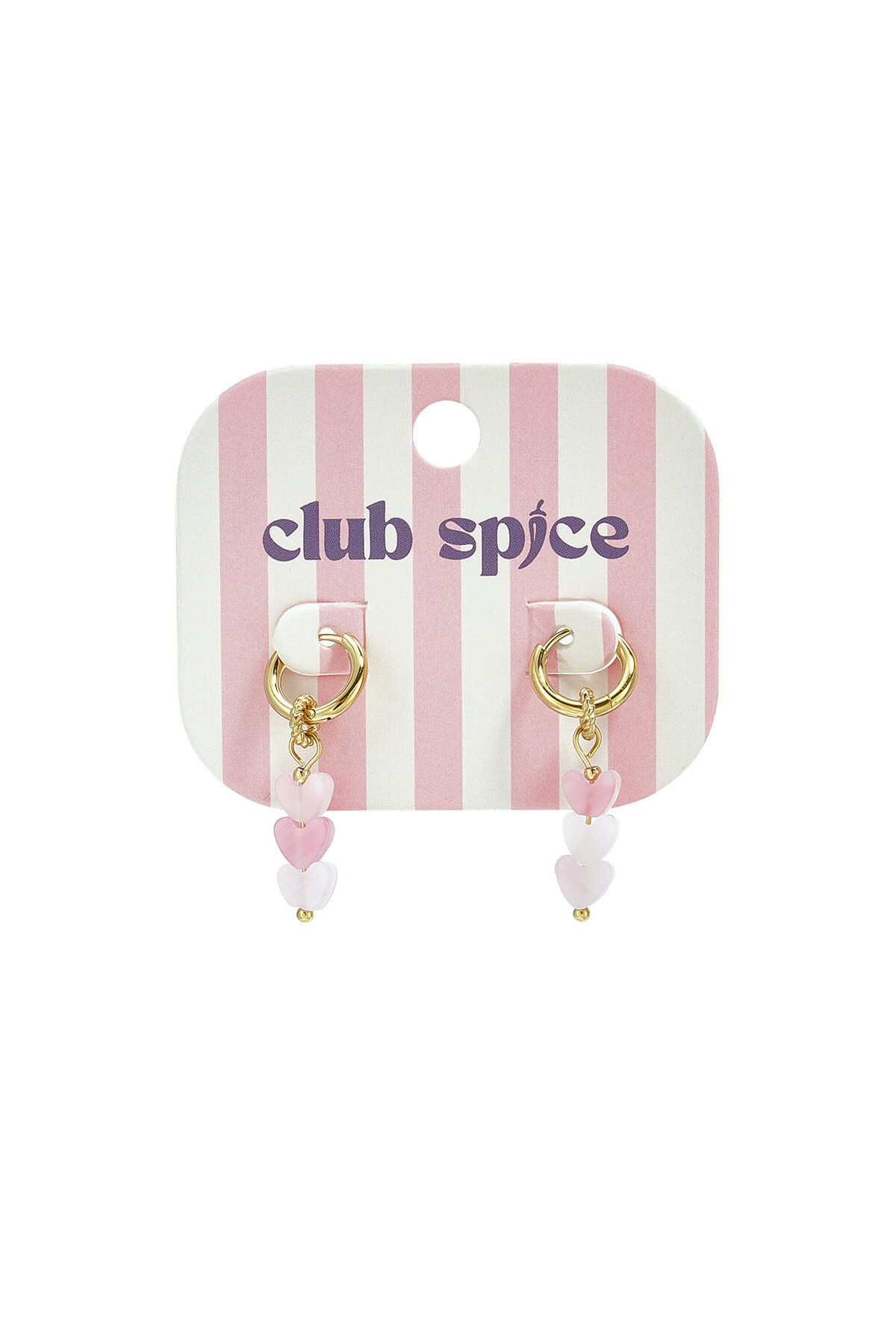 Small hoop earrings with 3 heart-shaped beads h5 Picture2