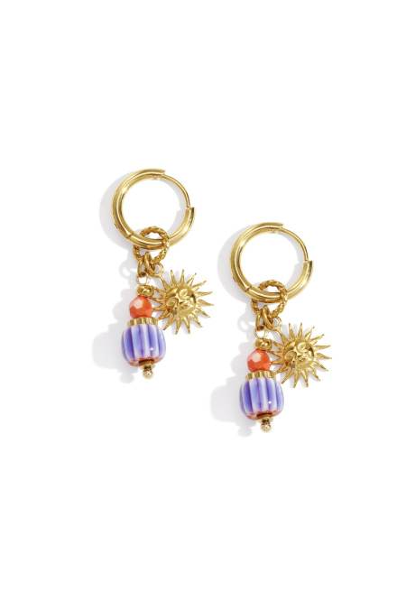 Pendientes con dije de sol feliz