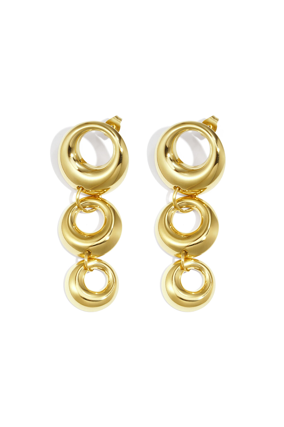 Boucles d'oreilles pendantes en acier inoxydable, style cercle, décontractées, simples, pour femmes 2