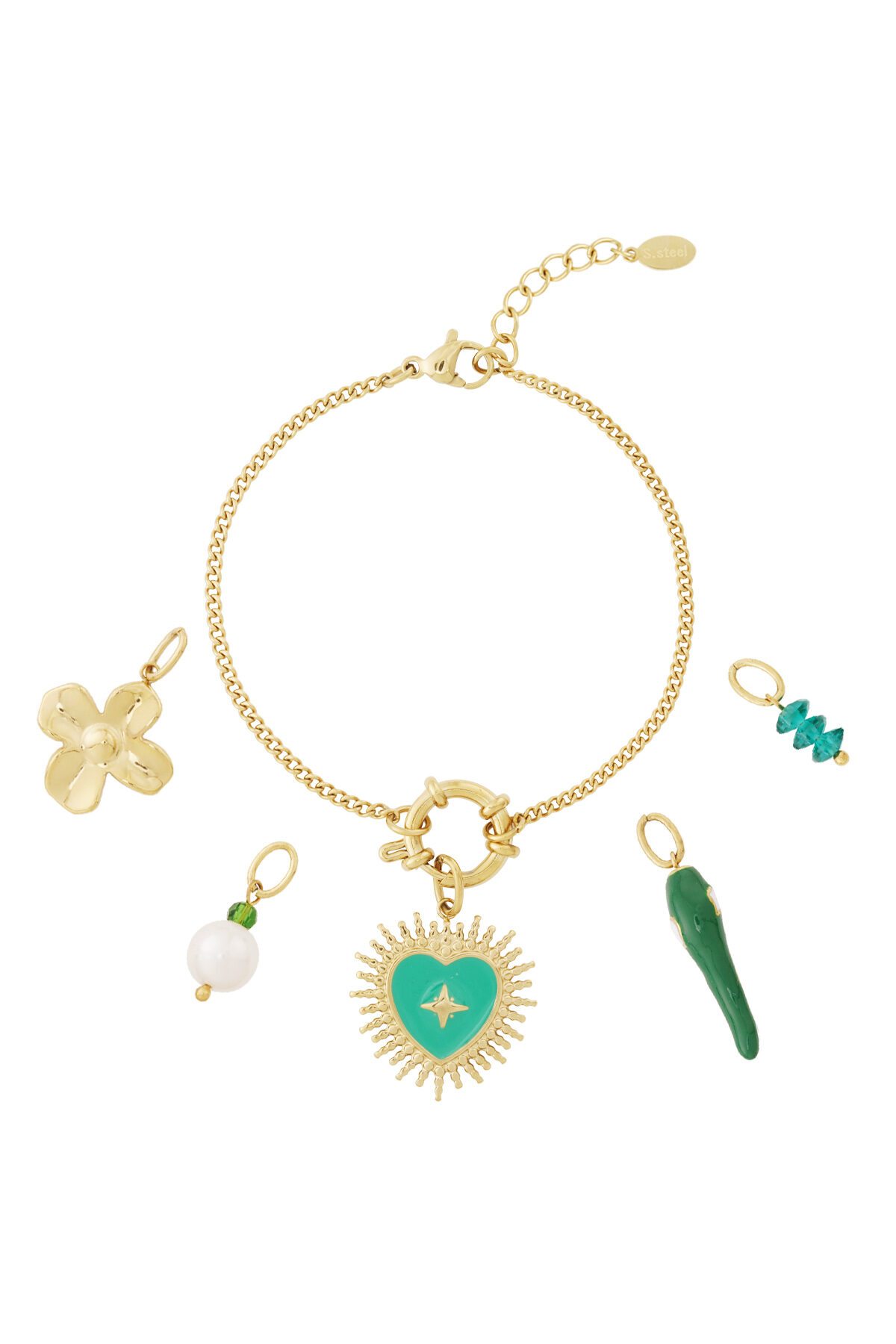 Pulsera DIY de corazón verde 
