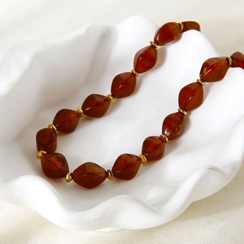 1 Piece Acrylic Irregular Beads Hematite Gold Color Necklace h5 Picture2