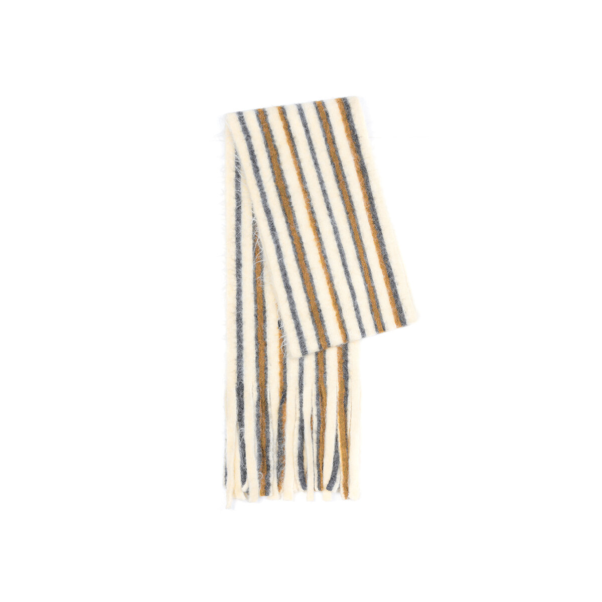 1 Piece Wool & Polyester Tassel Color-blocked Striated Winter Scarf h5 Picture7