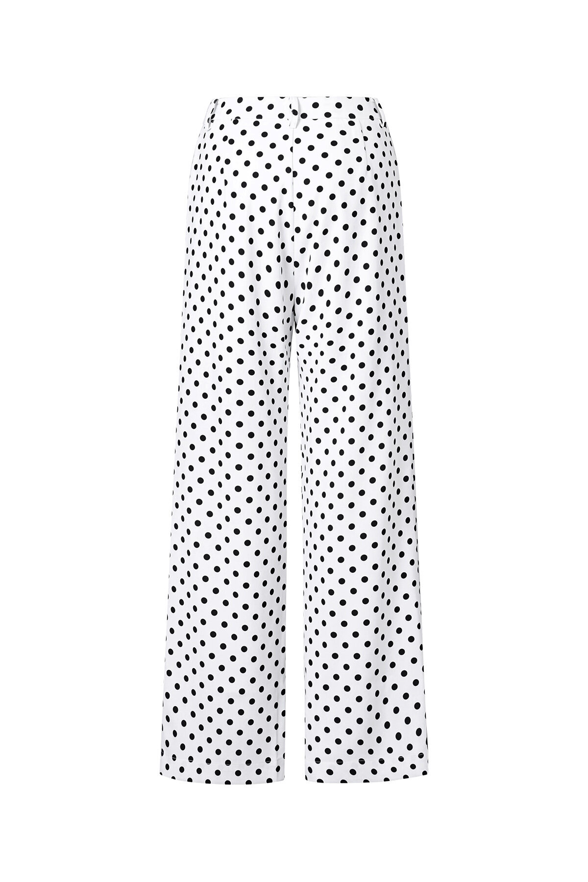 Woven Polyester Fiber Women's Straight Pants Elegant Polka Dots h5Picture3