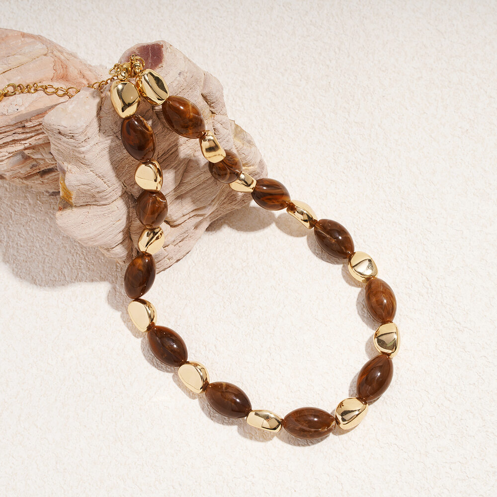 1 Piece Retro Irregular Shape Resin Beaded Necklace h5Picture5