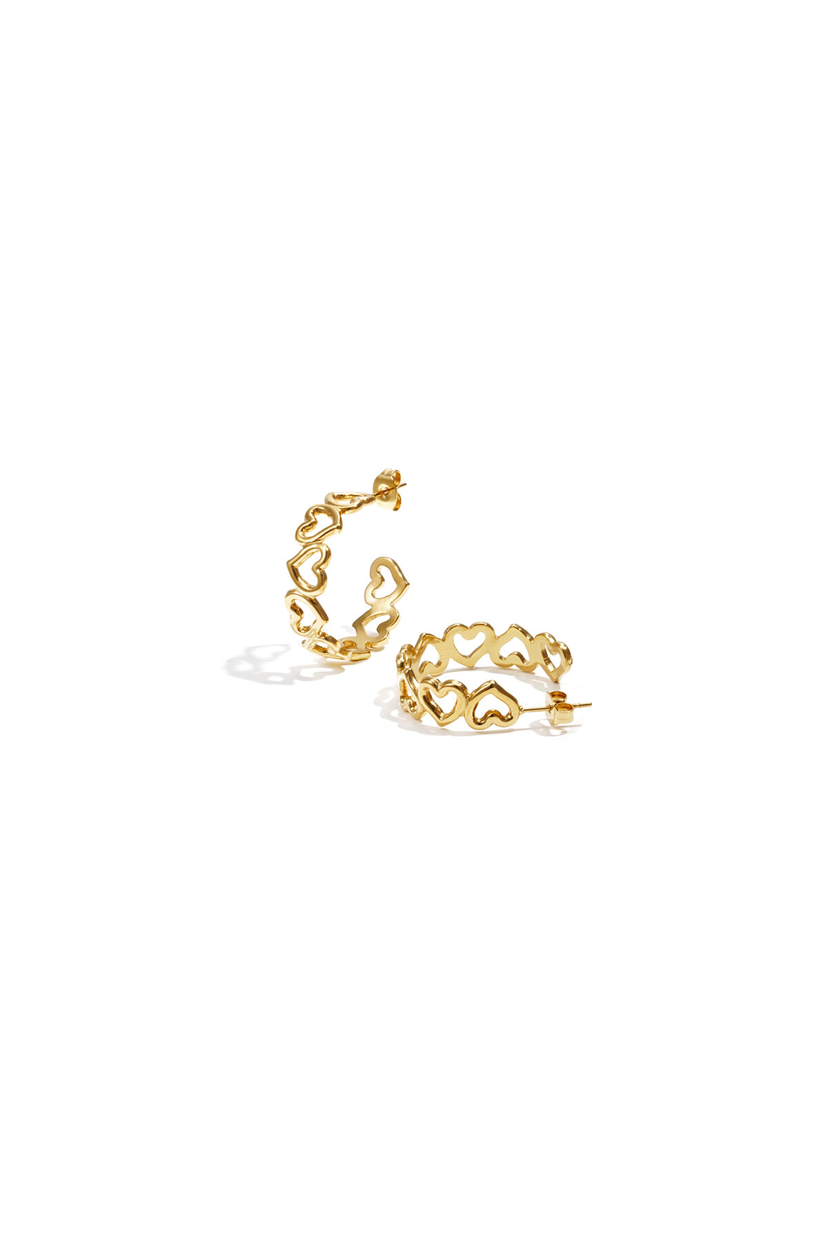 Hoop earrings with alternating hearts h5 