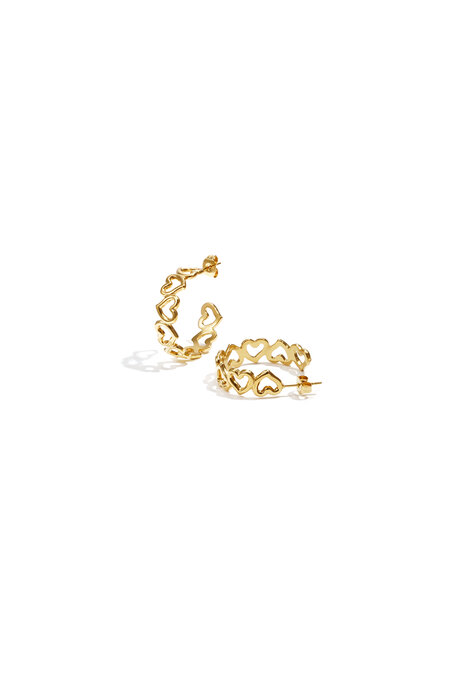 Pendientes de aro con corazones alternados 2