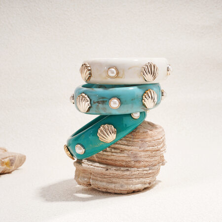 1 Piece Retro Shell Shape Resin Bangle 2