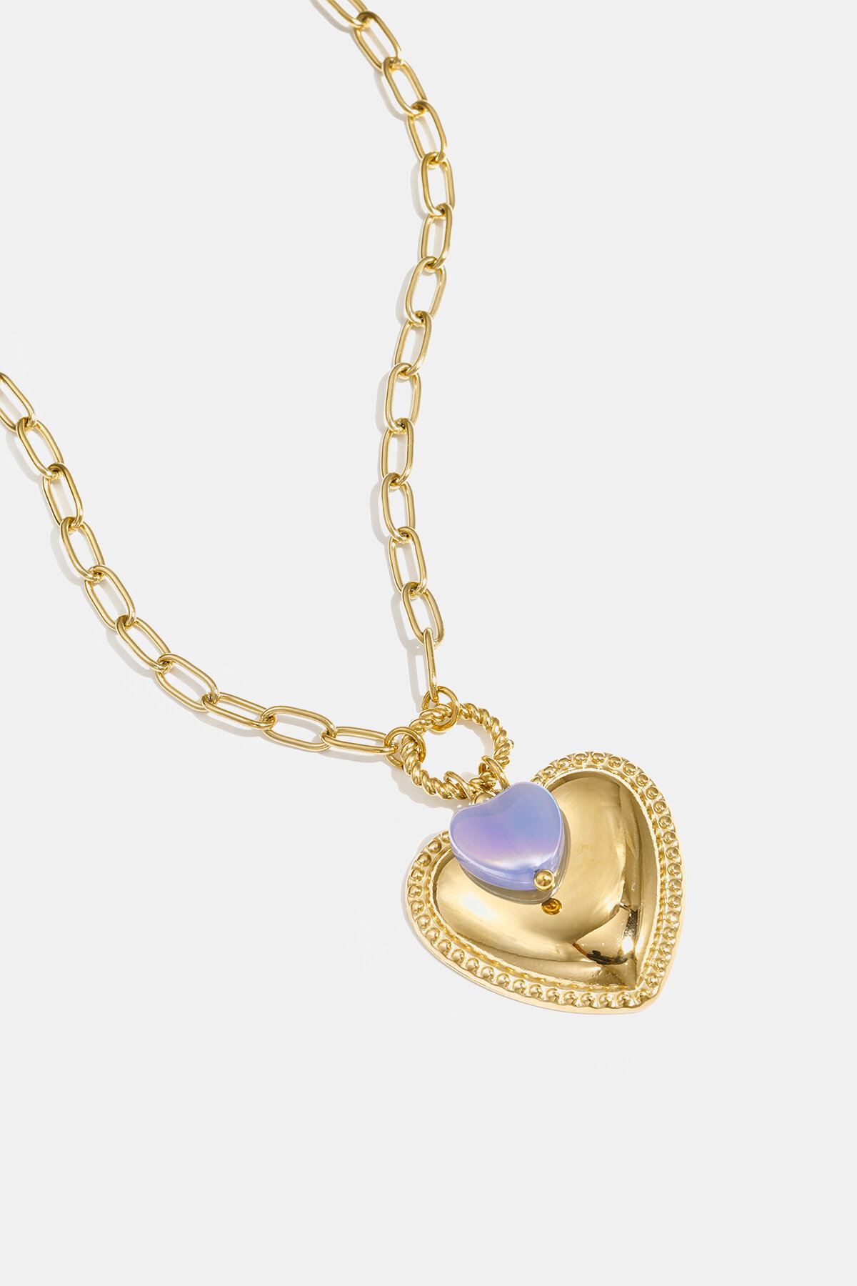 Necklace with heart pendant and bead on a ring h5 Picture2