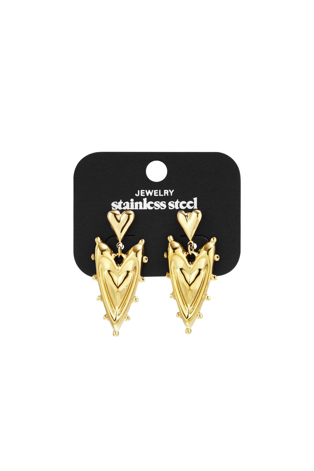Boucles d'oreilles pendantes en acier inoxydable en forme de cœur, collection décontractée et simple pour femmes h5 Image6