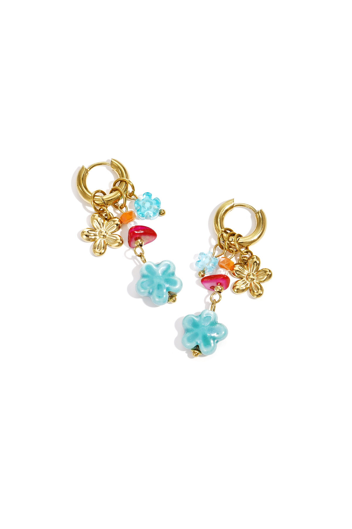 Earrings with flower charms and beads h5