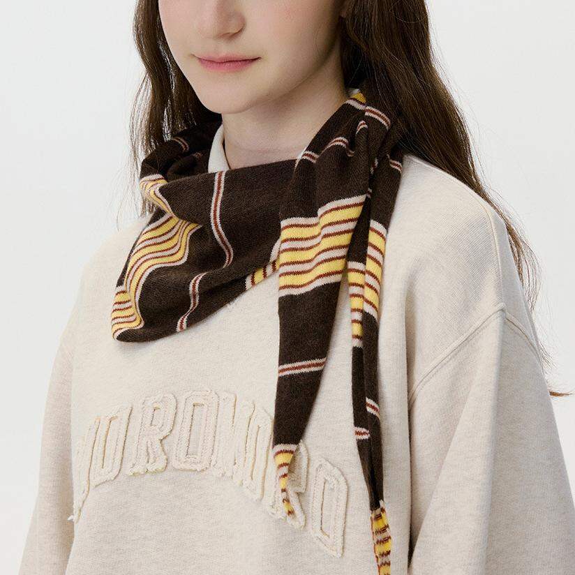1 Piece Retro Stripe Wool Women's Triangle Winter Scarves h5Picture5