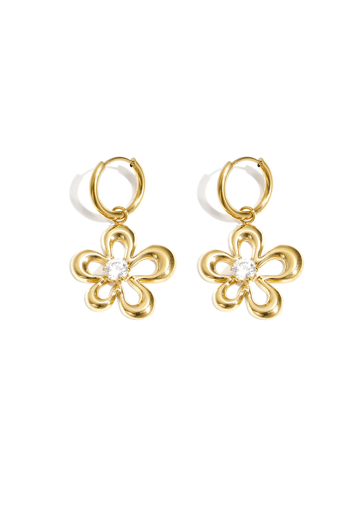 Boucles d'oreilles ornées de fleurs en forme de corail et de pierres. 2
