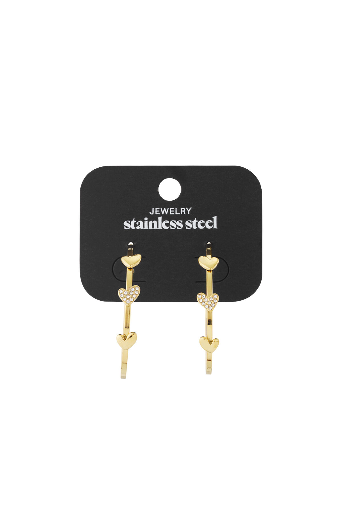 Lovely hoop earrings with 3 hearts Picture4