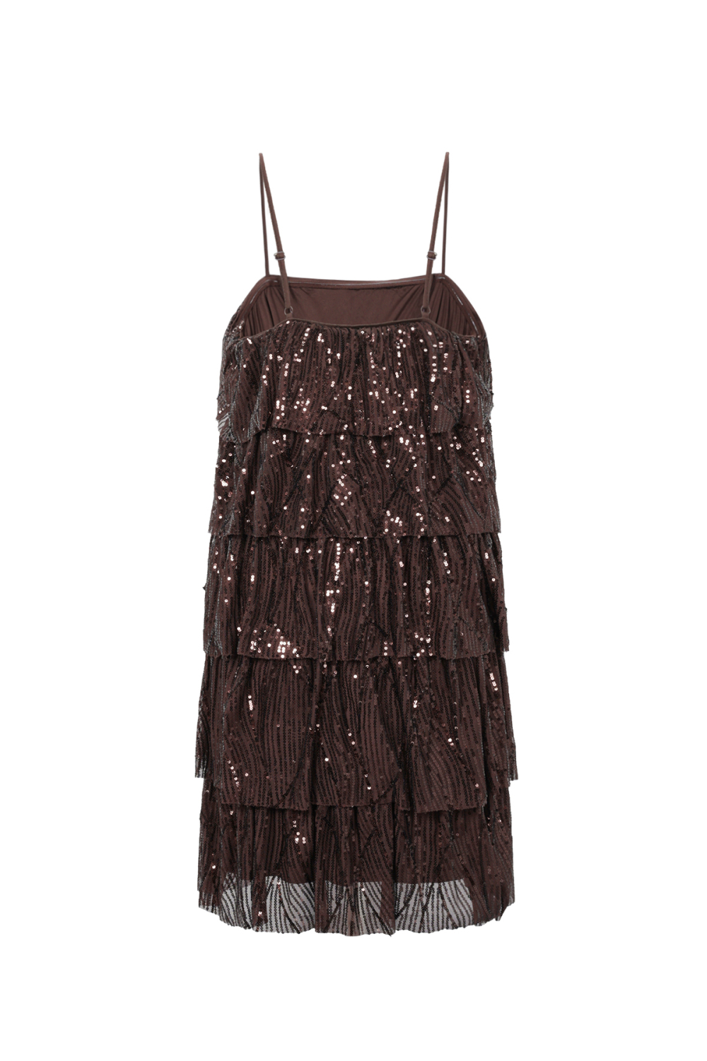 Tessuto Fibra Di Poliestere Donna Mini Abito Elegante Paillettes Immagine2