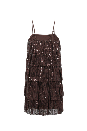 Tessuto Fibra Di Poliestere Donna Mini Abito Elegante Paillettes h5 Immagine2