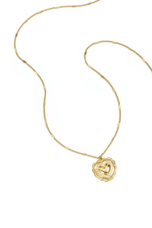 Necklace with flat details and large pendant h5
