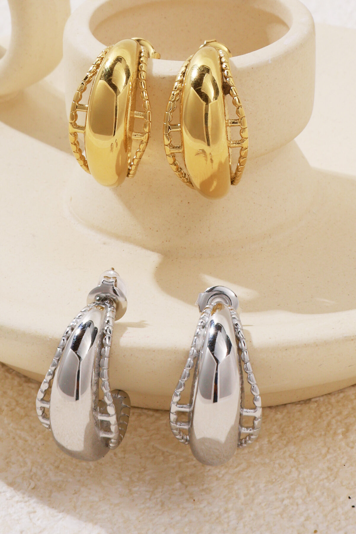 Stainless Steel Hoop Earrings Geometric Casual Daily Picture4