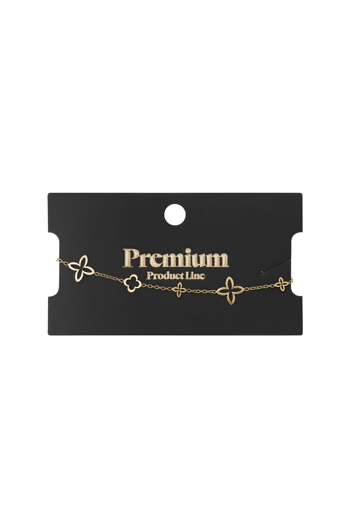 Armband mit offenen Kleeblatt-Anhängern Goldfarbe Edelstahl Bild3