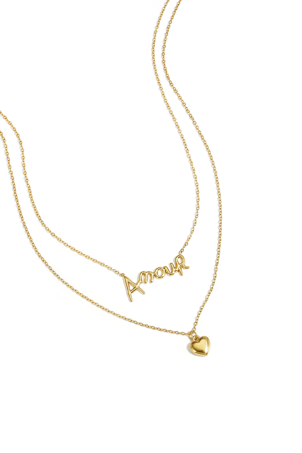 Layered necklace amour with heart h5 