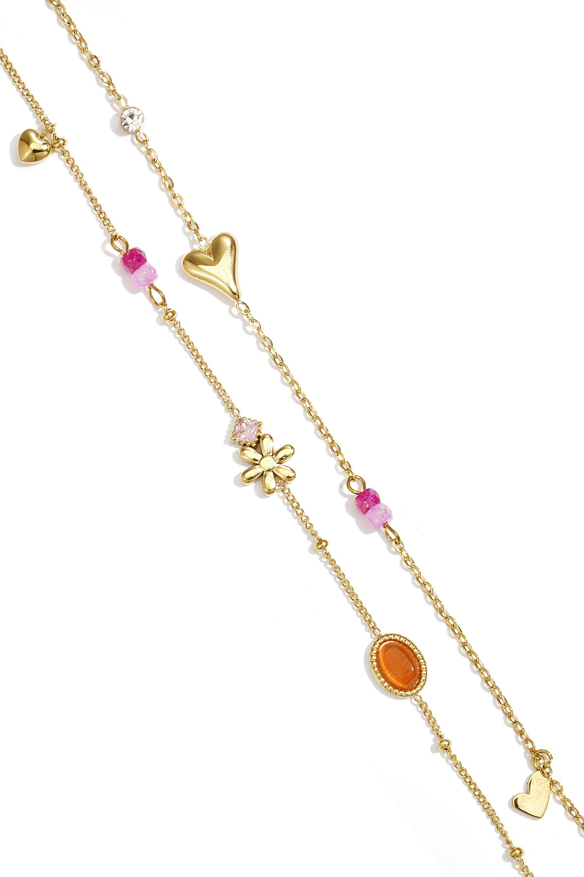 Double bracelet with varying pendants, beads, and stones h5 Picture3