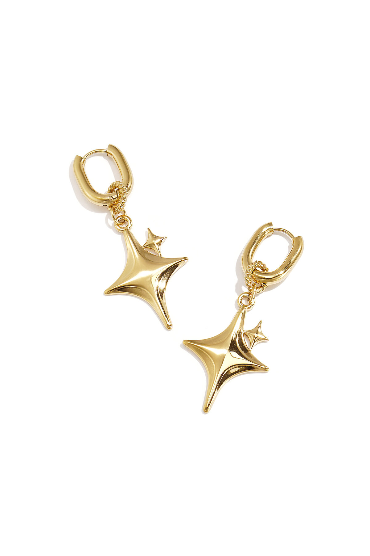 Pendientes de forma cuadrada redondeada con colgante de estrella brillante 2