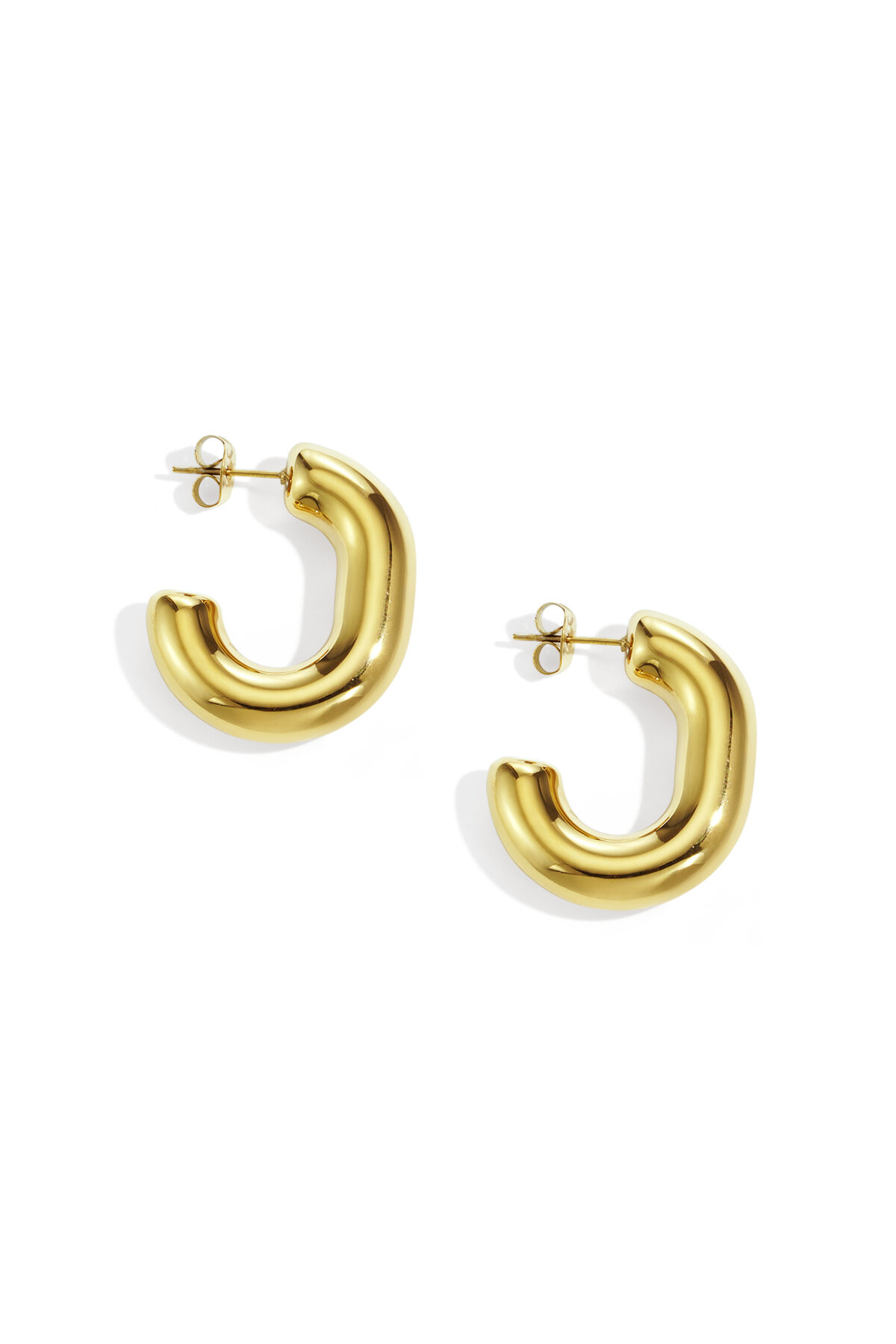 Boucles d'oreilles créoles en acier inoxydable de forme irrégulière, série décontractée, simple et quotidienne, bijoux pour femmes h5 