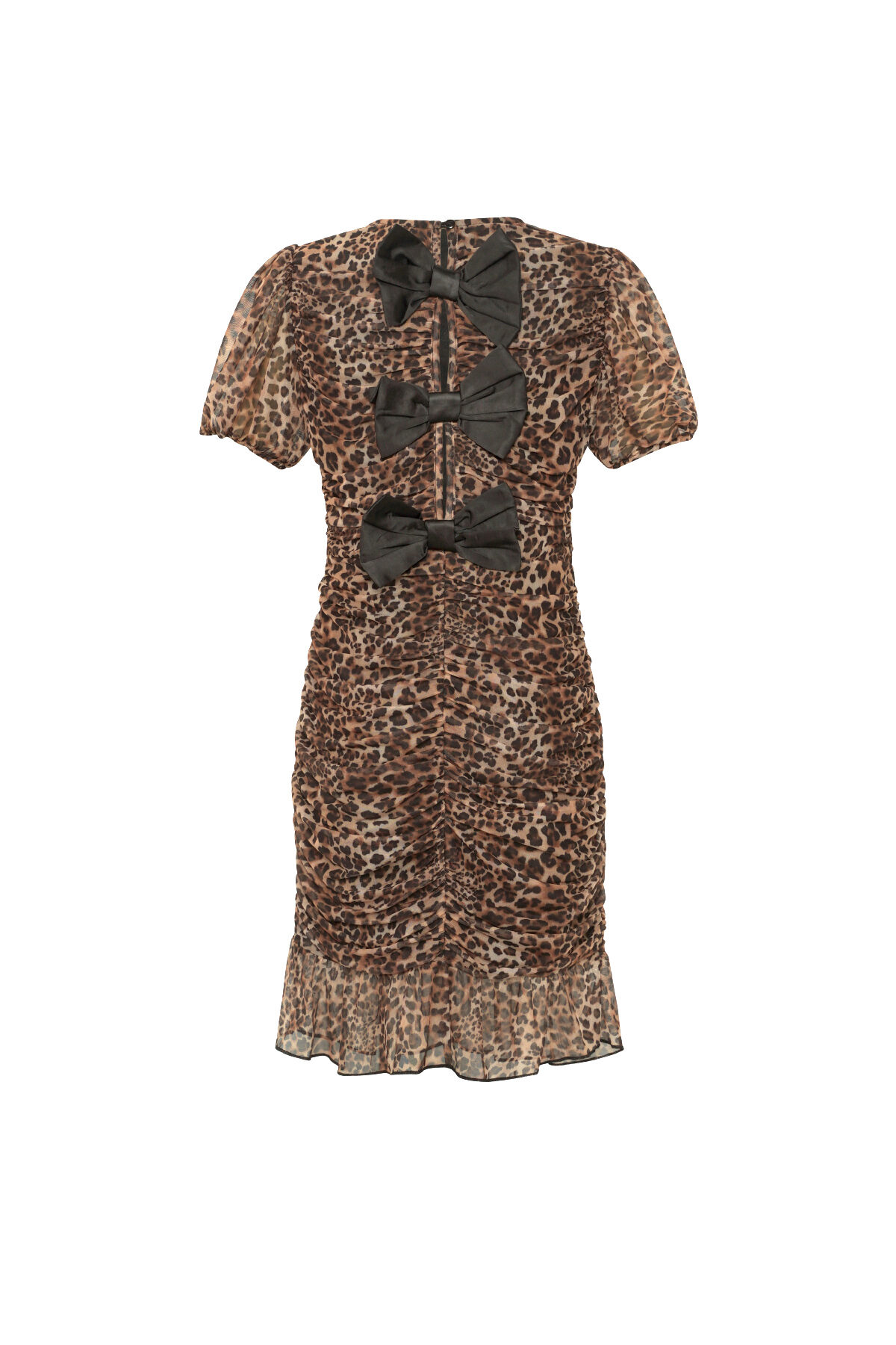 Woven Polyester Mini Dress Elegant Leopard Print Ruffle Edge h5 Picture3