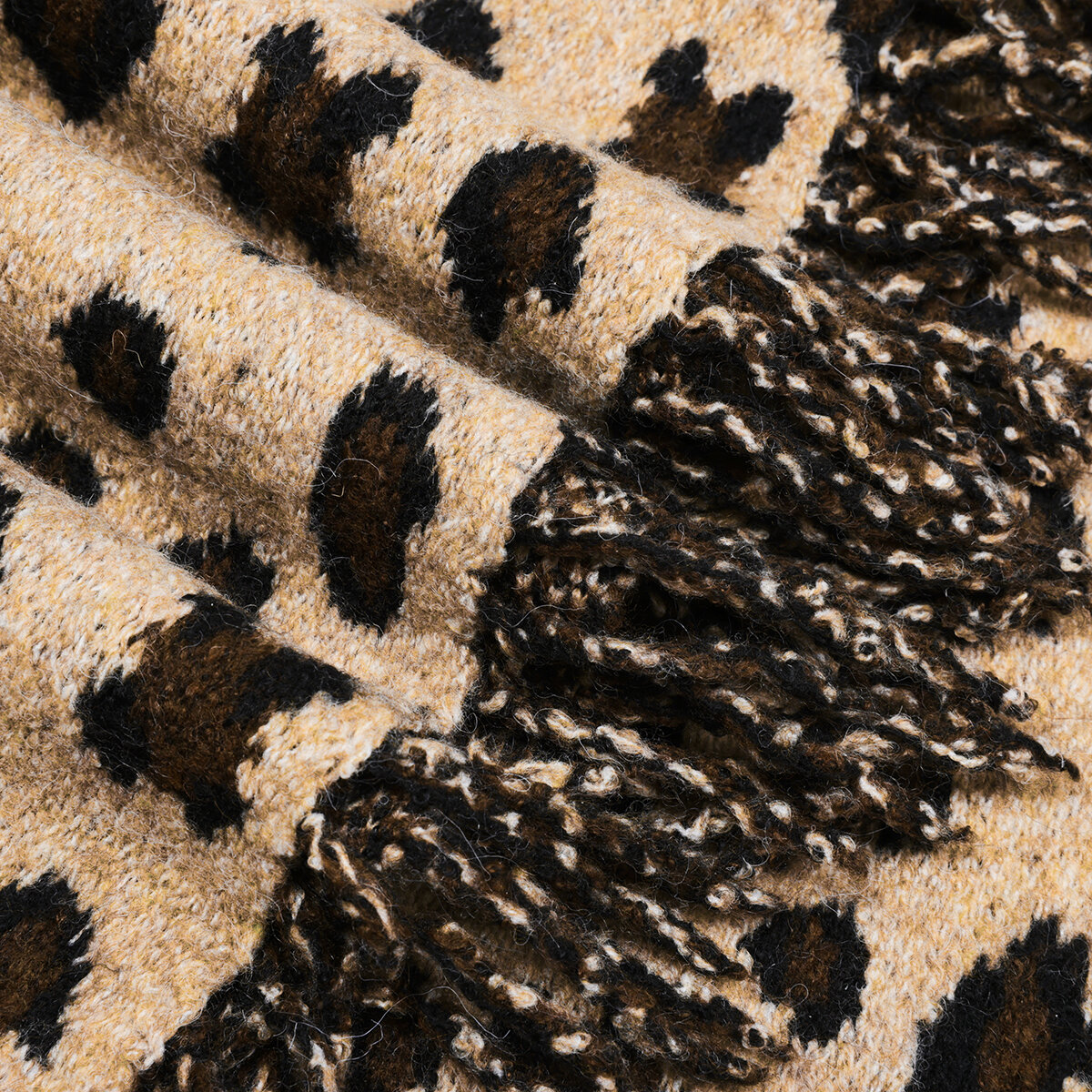 1 Piece Leopard Print Tassels Wool Women's Winter Scarves