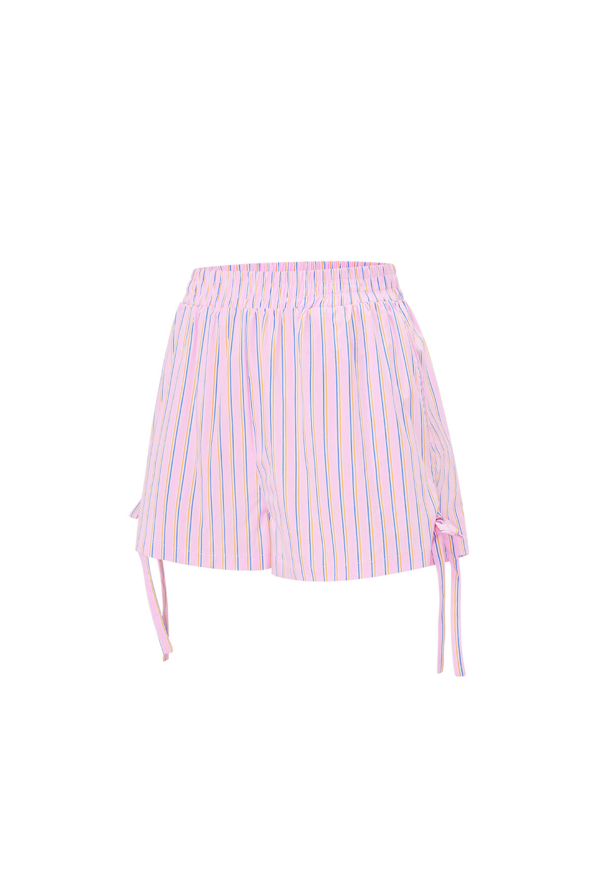 Cotton Woven Women's Shorts Casual Stripes Tie-up Picture2