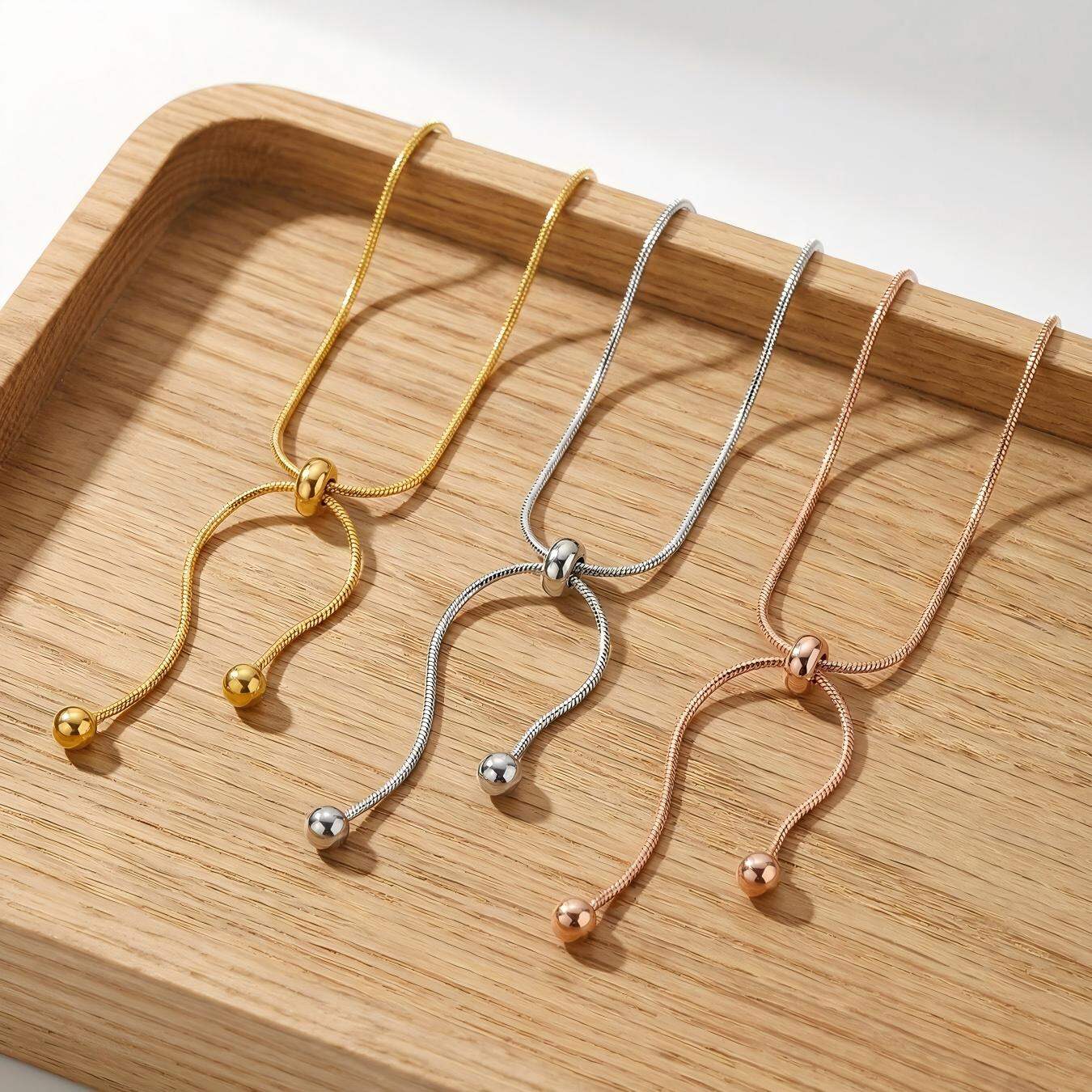Minimalistisches Kettenarmband aus Edelstahl, wasserdicht, goldfarben, für Damen