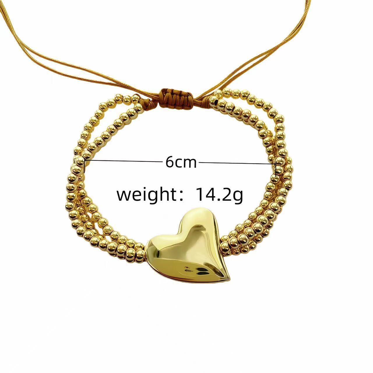 Elegant Heart Cross Beads Copper Women's Charm Bracelets h5