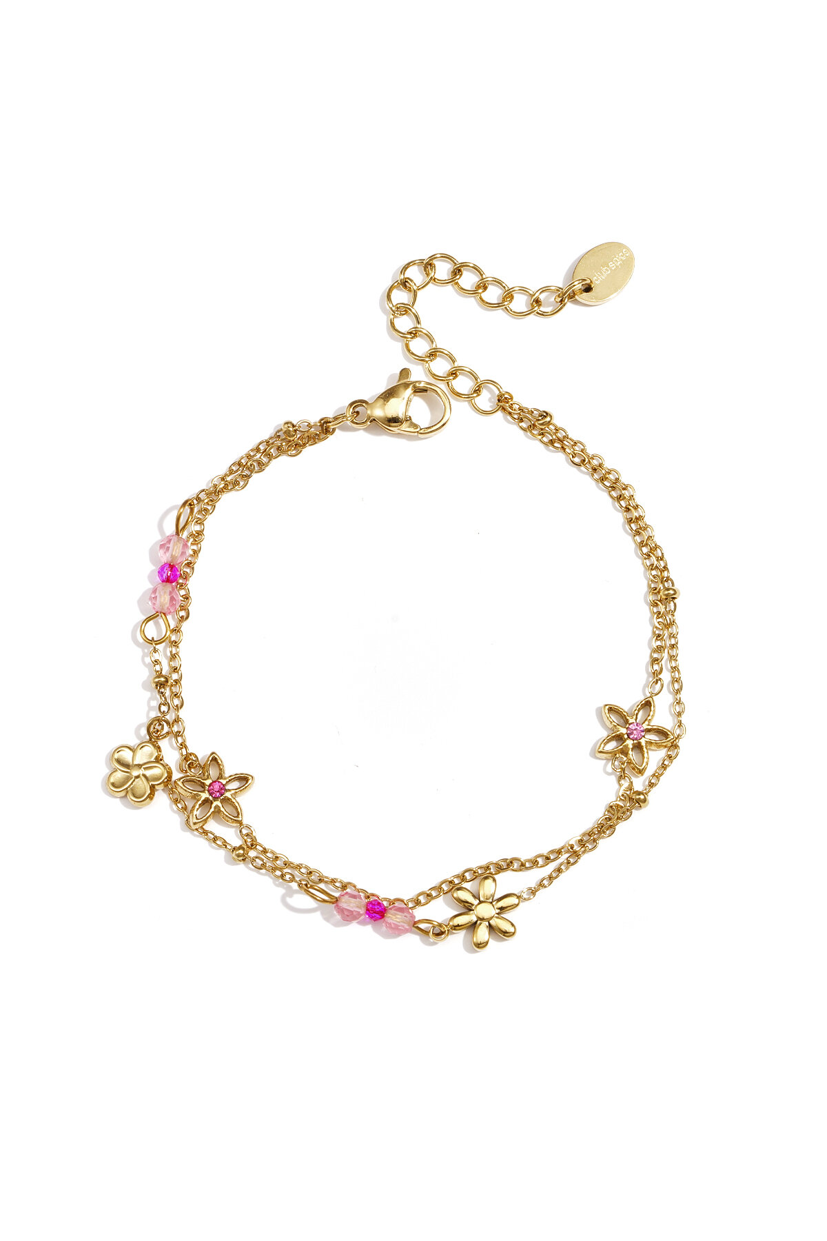 Double bracelet with colorful flowers h5 