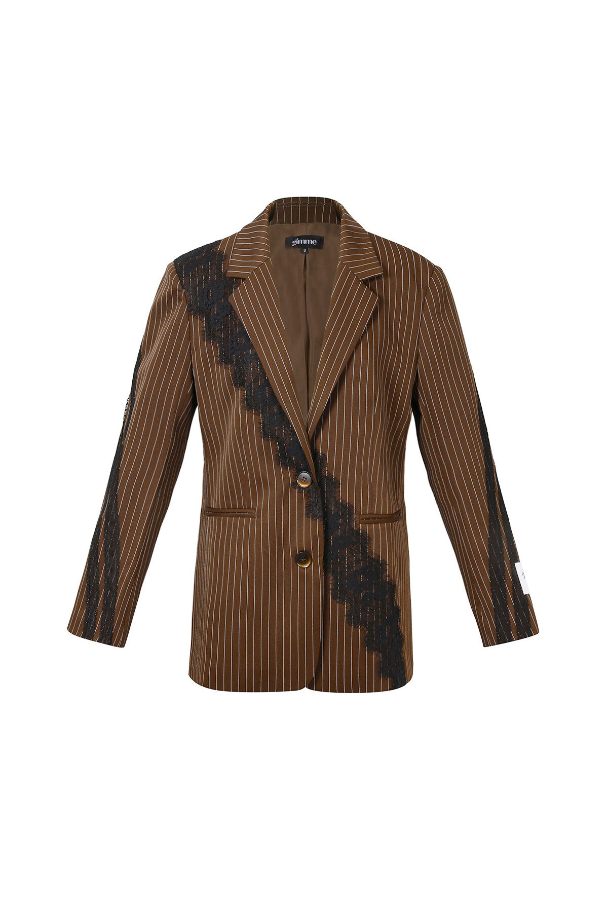 Woven Polyester Fiber Women's Suit Set Elegant Stripes Lace Panel h5