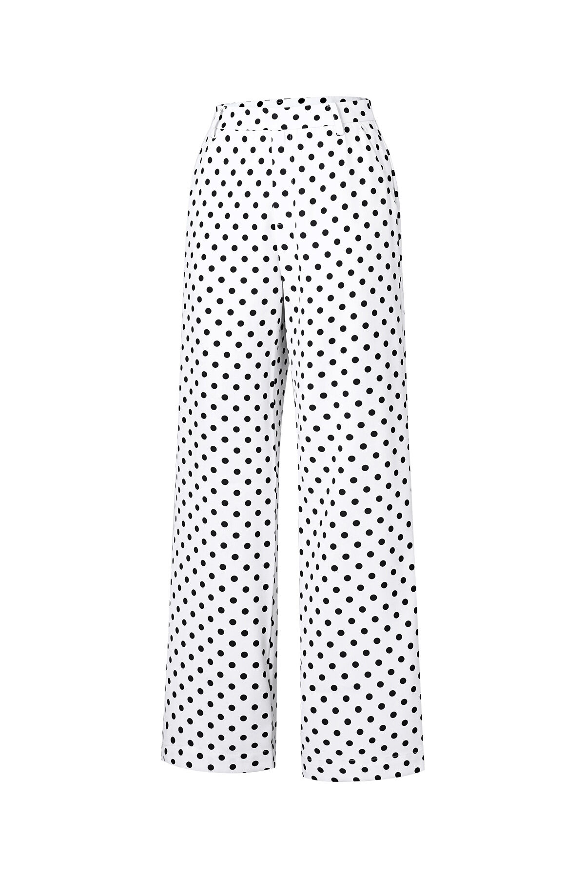 Woven Polyester Fiber Women's Straight Pants Elegant Polka Dots h5Picture2