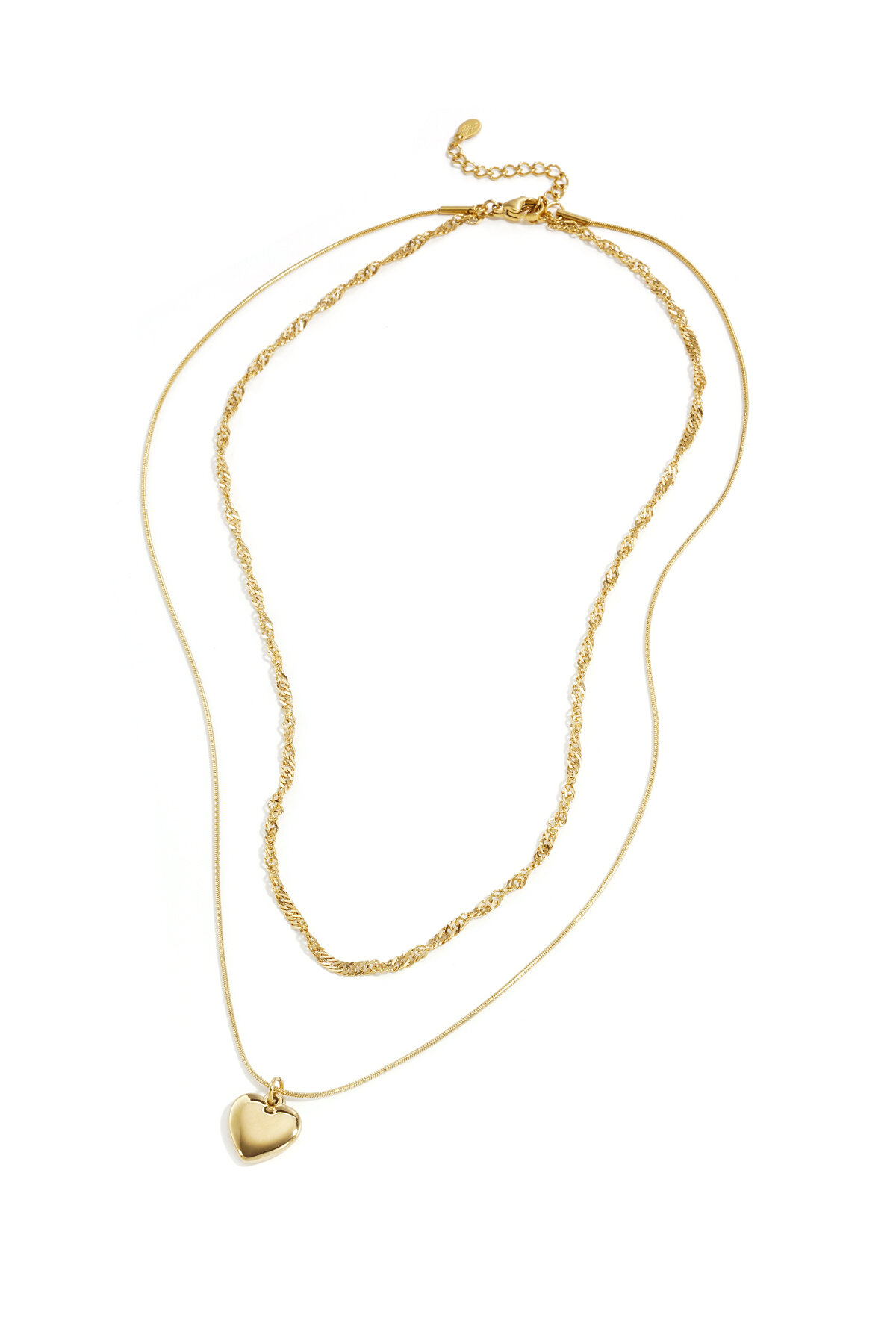 Layered necklace with heart charm 2