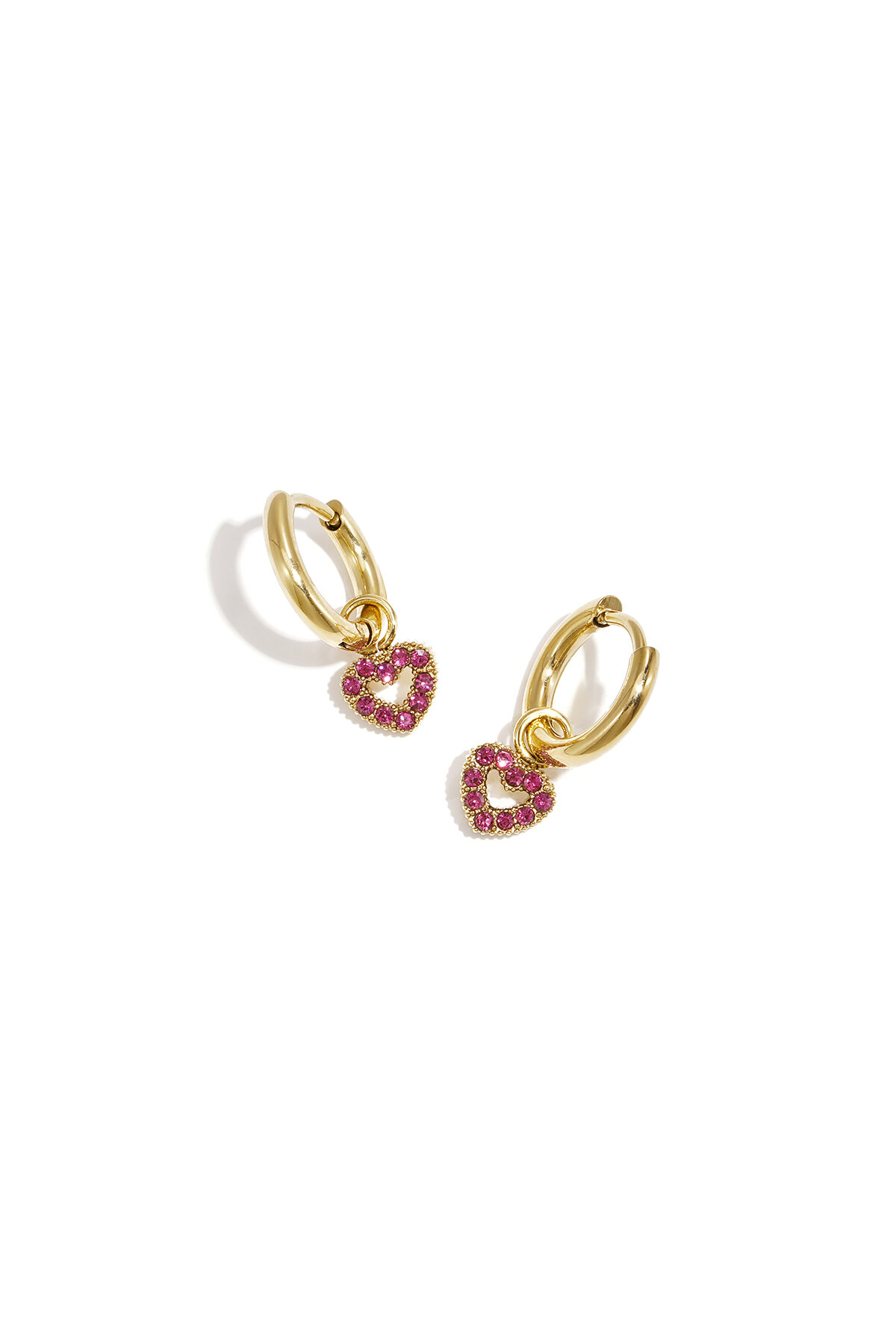 Boucles d'oreilles avec breloque en forme de cœur décoré 2